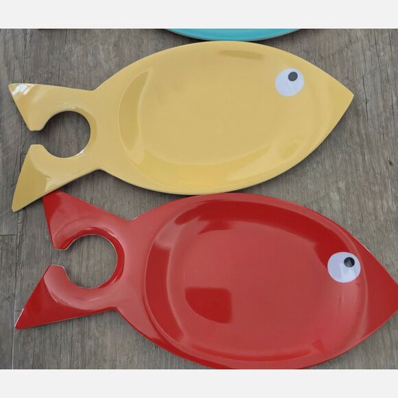 Summer Living Kohl's 2 Sets of 4 Fish Cocktail Party Picnic Plates 8 Plates - Picture 4 of 4